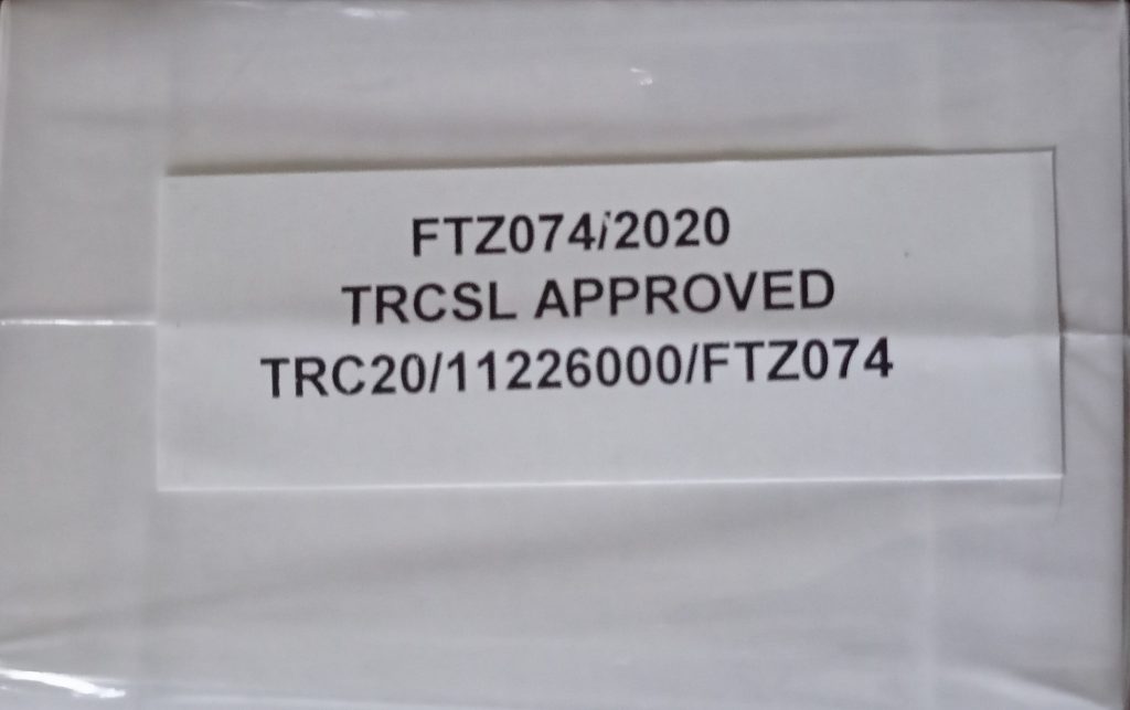 TRCSL Approval example sticker